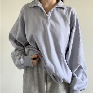 Brandy Melville Archer Button Collar Sweatshirt in Light Blue